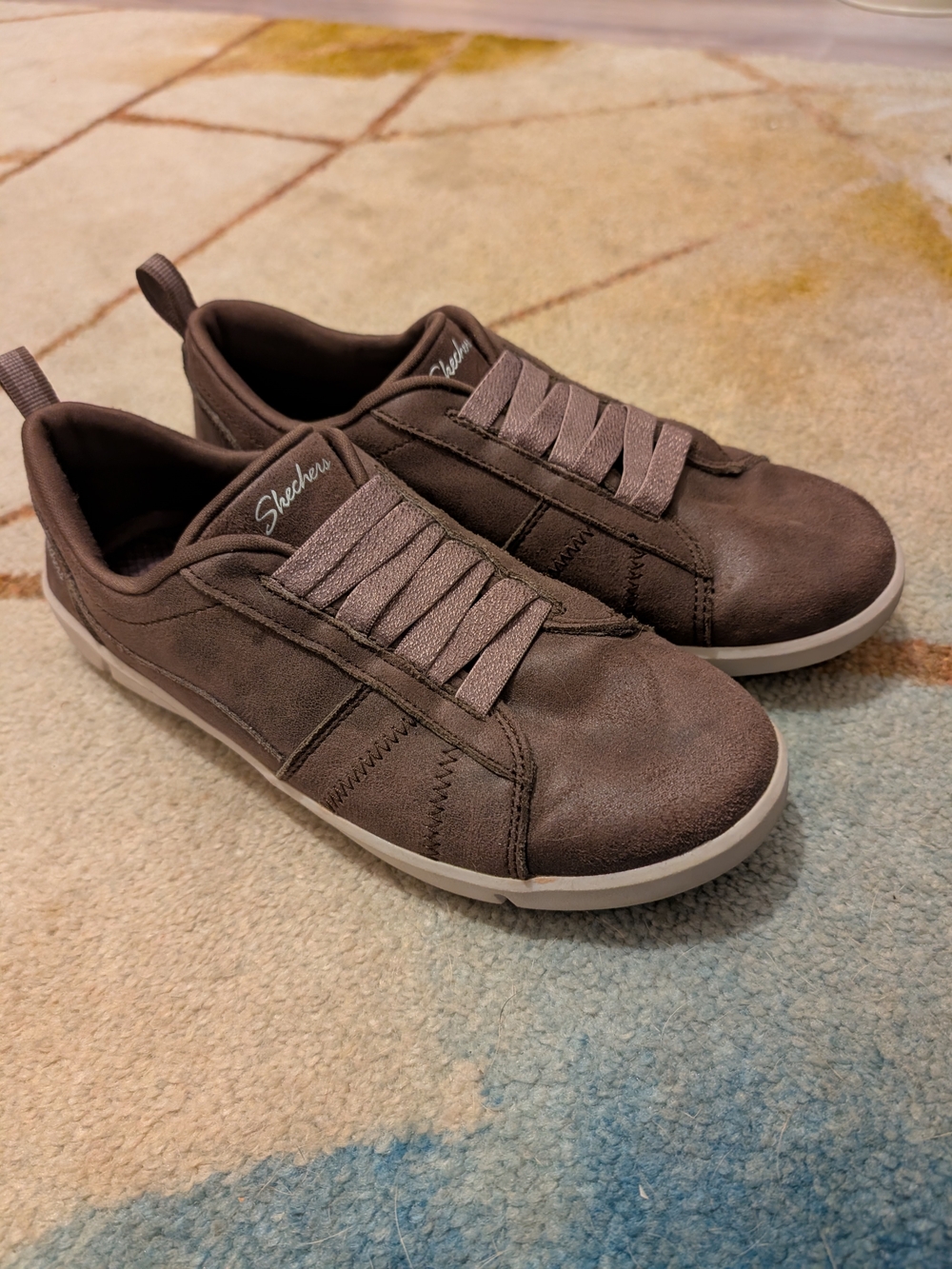 6.5 Skechers Women's Brown Slip-On Casual Sneakers